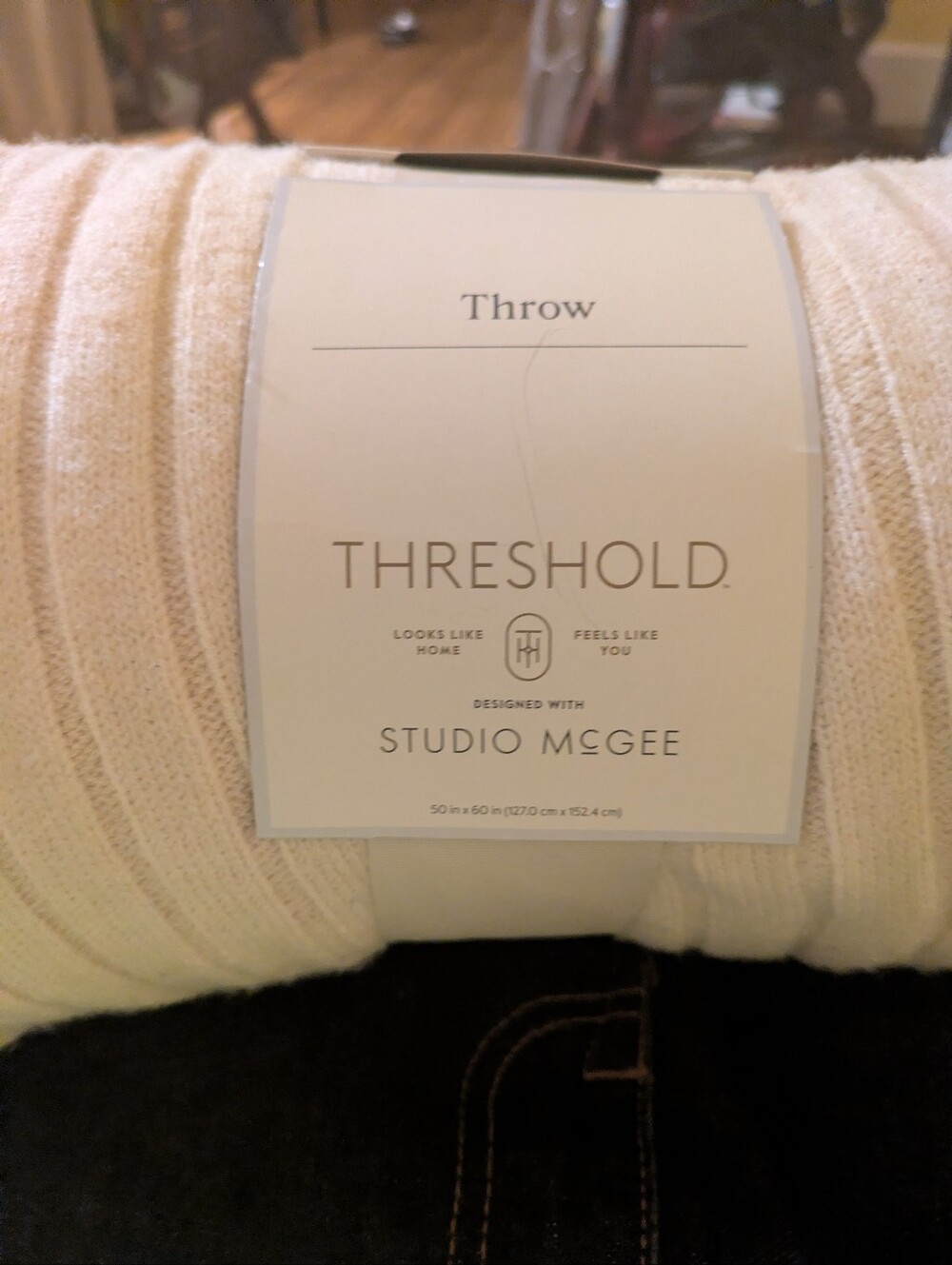 Threshold Cream Ribbed Throw Blanket